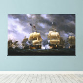 De strijd van Nicholas Pocock tegen Quiberon Bay Canvas Afdruk (Insitu (Houten vloer))