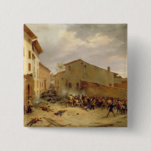 De strijd vierkante button 5,1 cm (Voorkant)