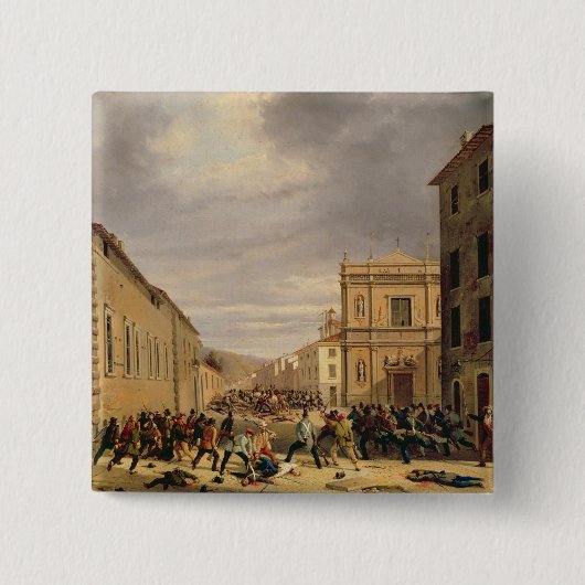 De strijd vierkante button 5,1 cm (Voorkant)