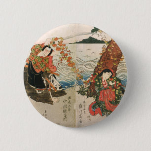 De Strijder van samoeraien op het Strand Ronde Button 5,7 Cm