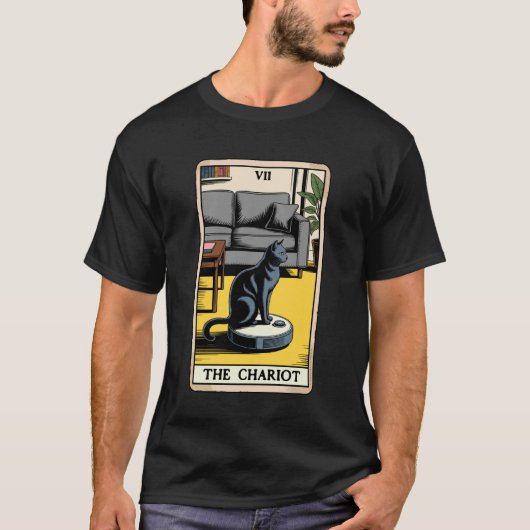 De Strijdwagen Robot Stofzuiger Kat Grappige Tarot T-shirt (Voorkant)