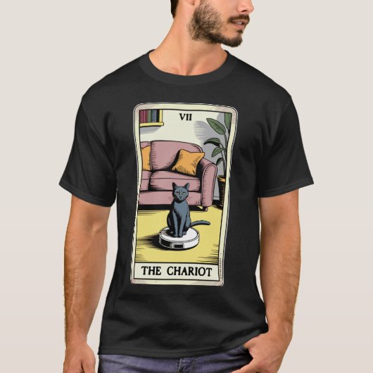 De Strijdwagen Robot Stofzuiger Kat Grappige Tarot T-shirt (Voorkant)