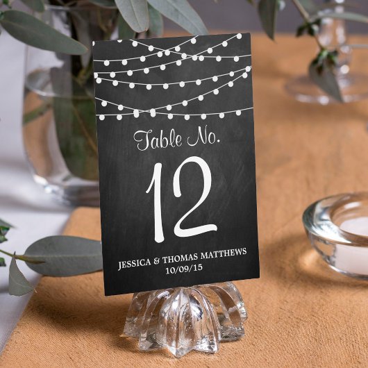 De String Lights On Chalkboard Trouwcollectie Kaart