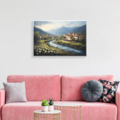 De Stromende Beek van het Alpendorp Canvas Afdruk (Insitu (Woonkamer))