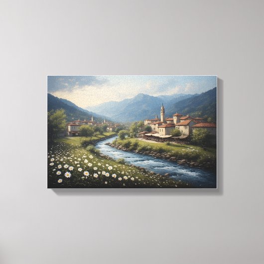 De Stromende Beek van het Alpendorp Canvas Afdruk (Voorkant)