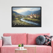 De Stromende Beek van het Alpendorp Canvas Afdruk (Insitu (Woonkamer))