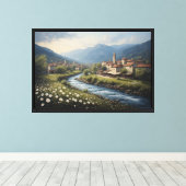 De Stromende Beek van het Alpendorp Canvas Afdruk (Insitu (Houten vloer))