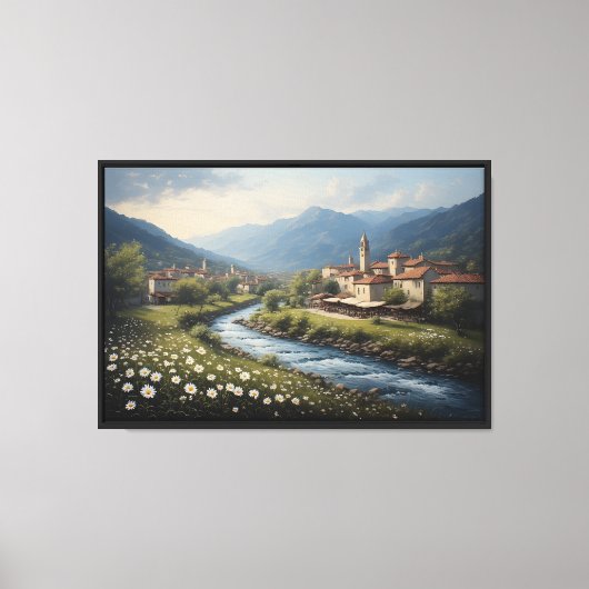 De Stromende Beek van het Alpendorp Canvas Afdruk (Voorkant)