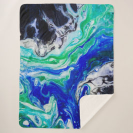 De stroom van de rivier abstract schilderij sherpa deken