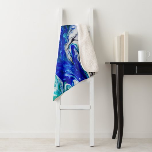 De stroom van de rivier abstract schilderij sherpa deken (In situ)