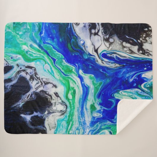 De stroom van de rivier abstract schilderij sherpa deken (Voorkant (horizontaal))