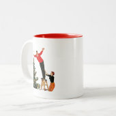 De structuur onderbreken tweekleurige koffiemok (Voorkant links)