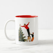 De structuur onderbreken tweekleurige koffiemok (Links)