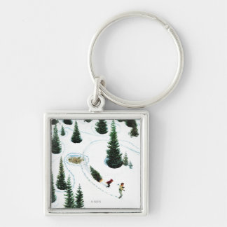 De structuur uitsnijden sleutelhanger