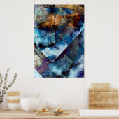 De structuur van de blauwfijne tekenafdrukken poster (Keuken)