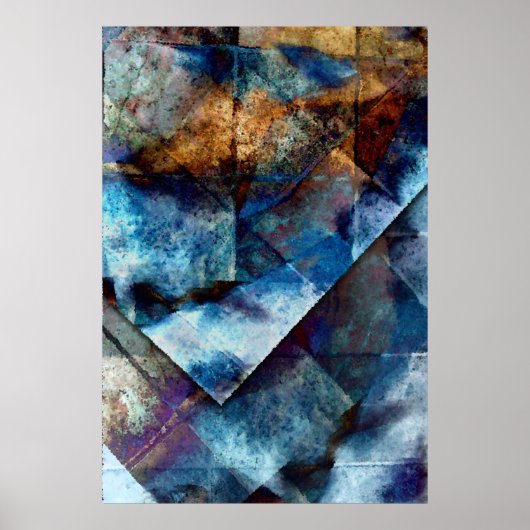 De structuur van de blauwfijne tekenafdrukken poster (Voorkant)