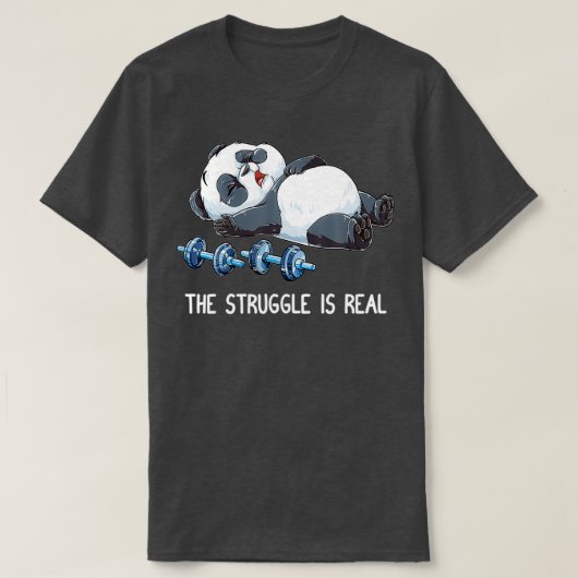 De Struggle is echt deadlift Funny Panda T-shirt (Design voorkant)