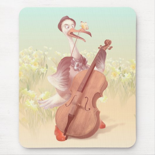 De struisvogel die de Cello speelt Muismat (Voorkant)