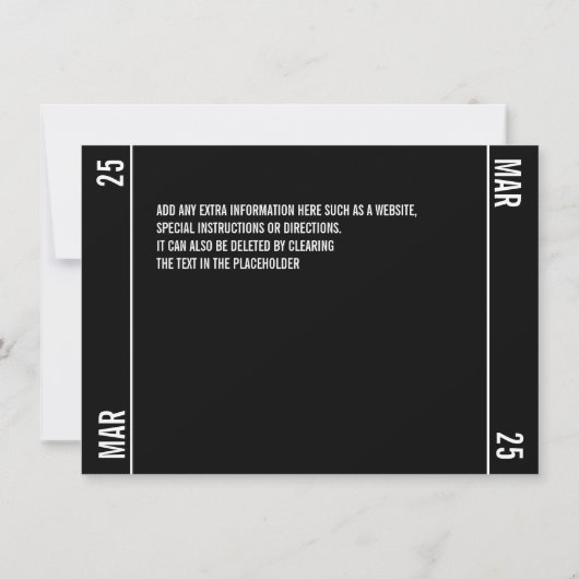 De Stub van het kaartje bewaart de Datum Uitnodigi Save The Date (Achterkant)