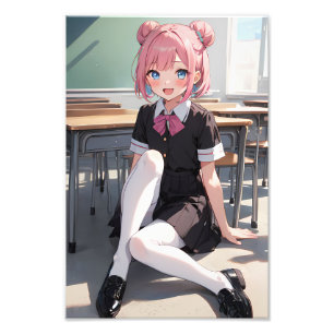 De student was in het zwart gekleed foto afdruk