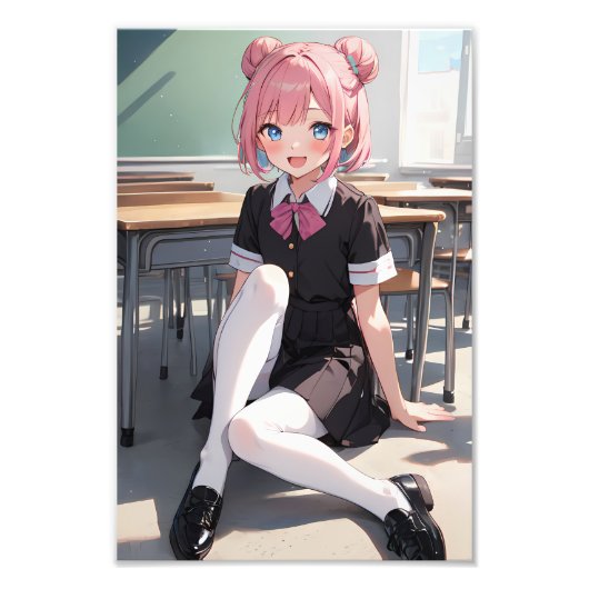 De student was in het zwart gekleed foto afdruk (Voorkant)