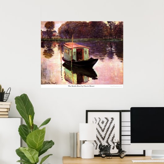 De Studio Boat van Claude Monet Poster (Thuiskantoor)