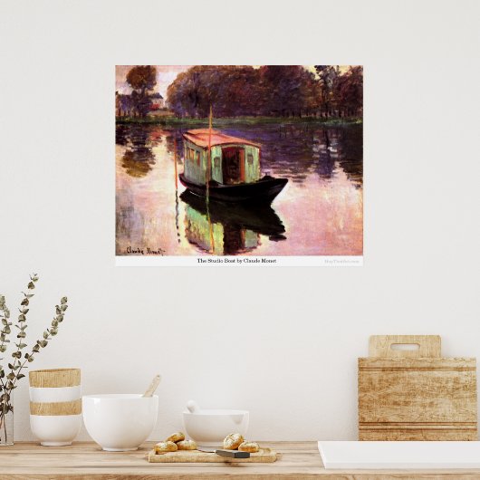De Studio Boat van Claude Monet Poster (Keuken)