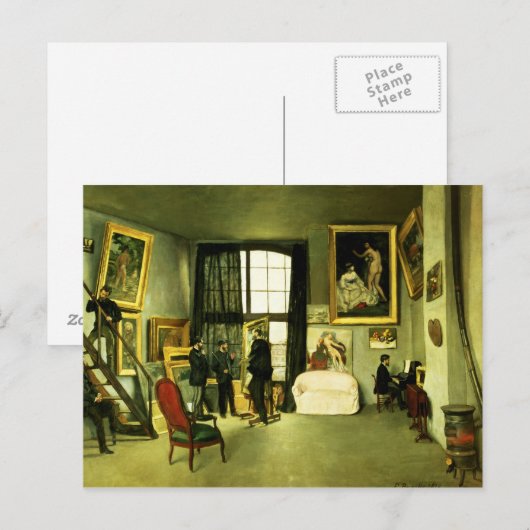 De Studio van de kunstenaar, 1870 Briefkaart (Voorkant / Achterkant)