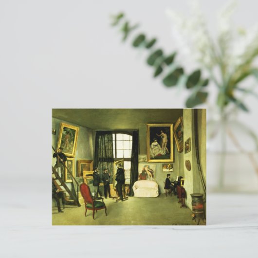 De Studio van de kunstenaar, 1870 Briefkaart (Staand voorkant)