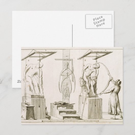 De Studio van een Beeldhouwer, c.1800 (gravure) Briefkaart (Voorkant / Achterkant)