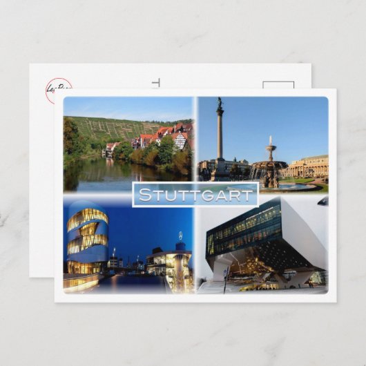 DE Stuttgart - Neckar - Schlossplatz - Briefkaart (Voorkant / Achterkant)