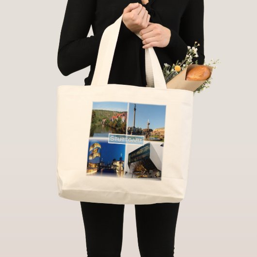 DE Stuttgart - Neckar - Schlossplatz - Grote Tote Bag (Voorkant (product))