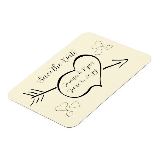 De subtiele Calligrafie van Cream sparen de Datum Magneet (Linkerzijde)