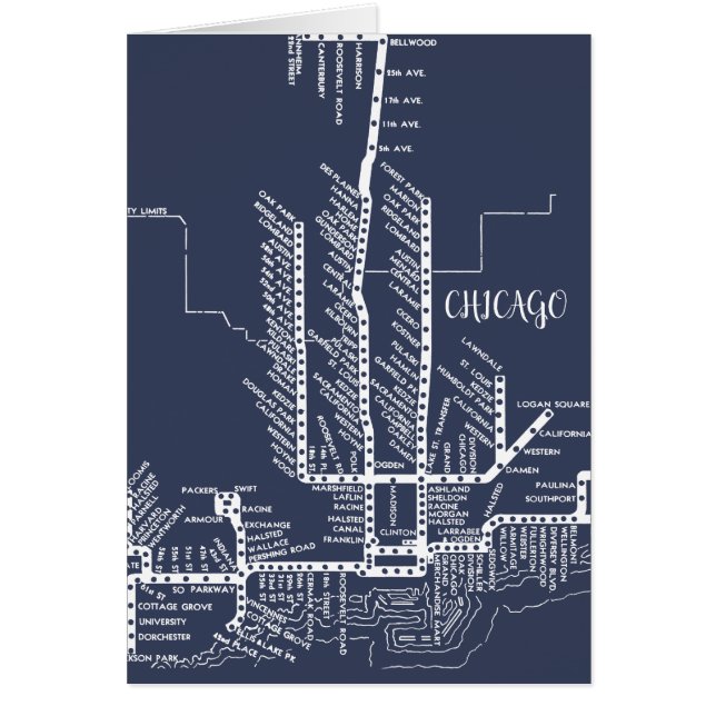 De Subway Map van Chicago met Train houdt White Bl (Voorkant)