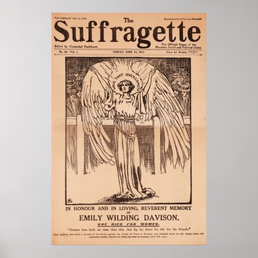 De Suffragette, Emily Davison, Vintage Poster (Voorkant)