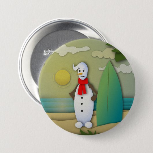 De Summertime Snowman-Button Ronde Button 7,6 Cm (Voorkant /achterkant)