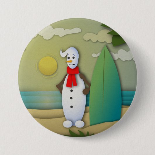 De Summertime Snowman-Button Ronde Button 7,6 Cm (Voorkant)