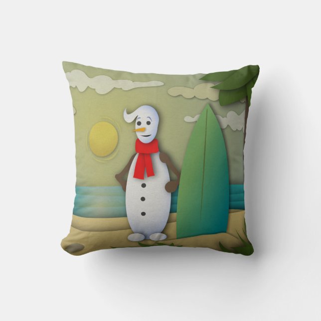 De Summertime Snowman Pillow Kussen (Voorkant)