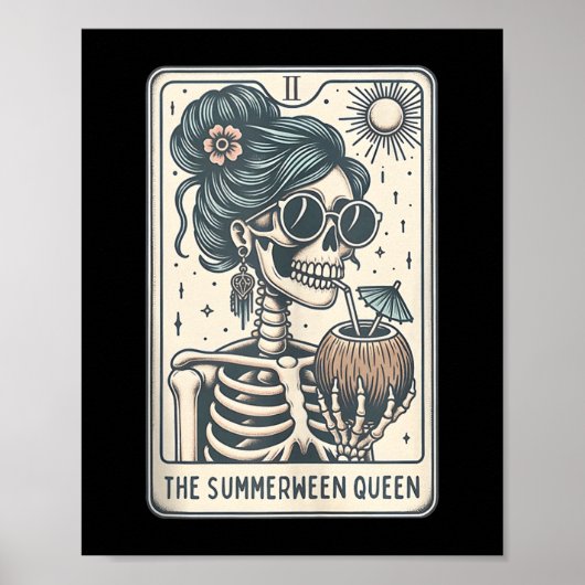 De Summerween Queen Tarot Kaart, Witchy Halloween Poster (Voorkant)