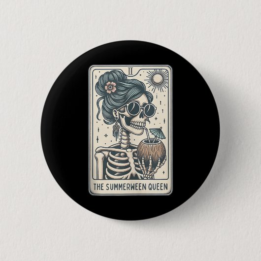 De Summerween Queen Tarot Kaart, Witchy Halloween Ronde Button 5,7 Cm (Voorkant)