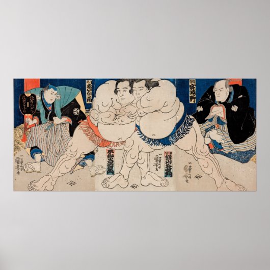 De Sumoworstelaars, 1814 - Utagawa Kuniyoshi Poster (Voorkant)