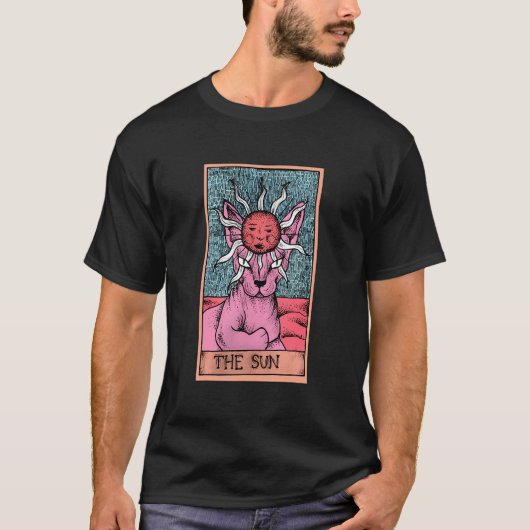 De Sun Sphynx Cat Tarot Kaart Lezer Gotisch Occult T-shirt (Voorkant)