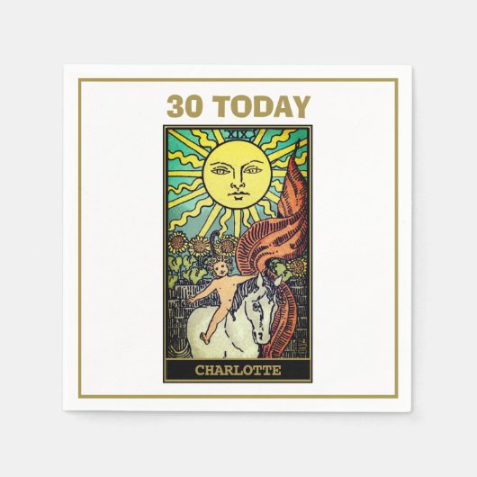 De Sun Tarot Kaart 30e Verjaardag Wit Feest Servet (Voorkant)