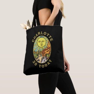 De Sun Tarot Kaart | 30e verjaardag Zwarte naam Tote Bag