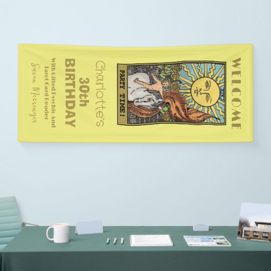 De Sun Tarot Kaart | Geel Verjaardag Achtergrond Spandoek (Beurs)