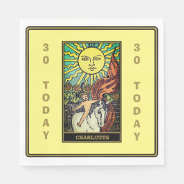 De Sun Tarot Kaart Geel Verjaardagsfeestnaam Servet
