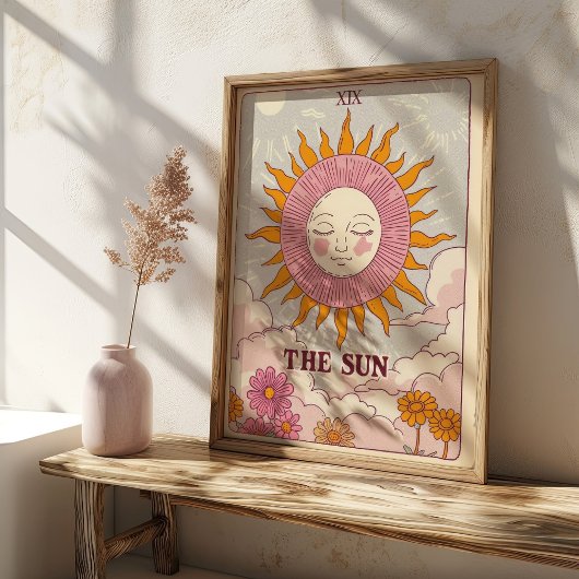 De Sun Tarot Kaart Retro Art Print