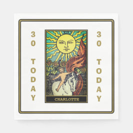 De Sun Tarot Kaart Verjaardagsfeestje Witte Naam Servet