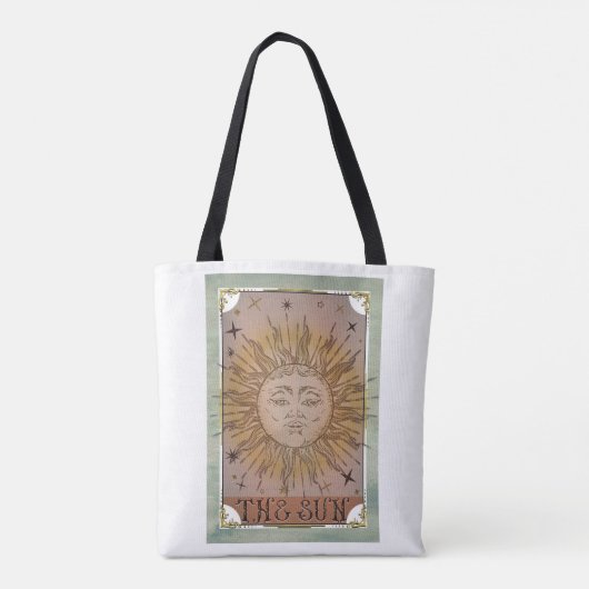De Sun Vintage Tarotkaart Hemelse Kunst Tote Bag (Achterkant)