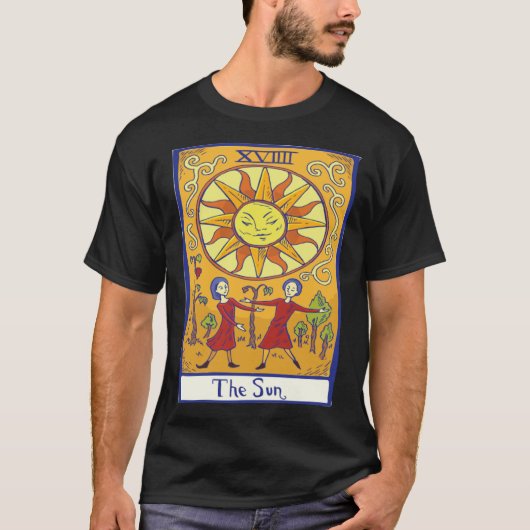 De Sun XVIII Tarot Kaart Gotische Wiccan Witch T-shirt (Voorkant)